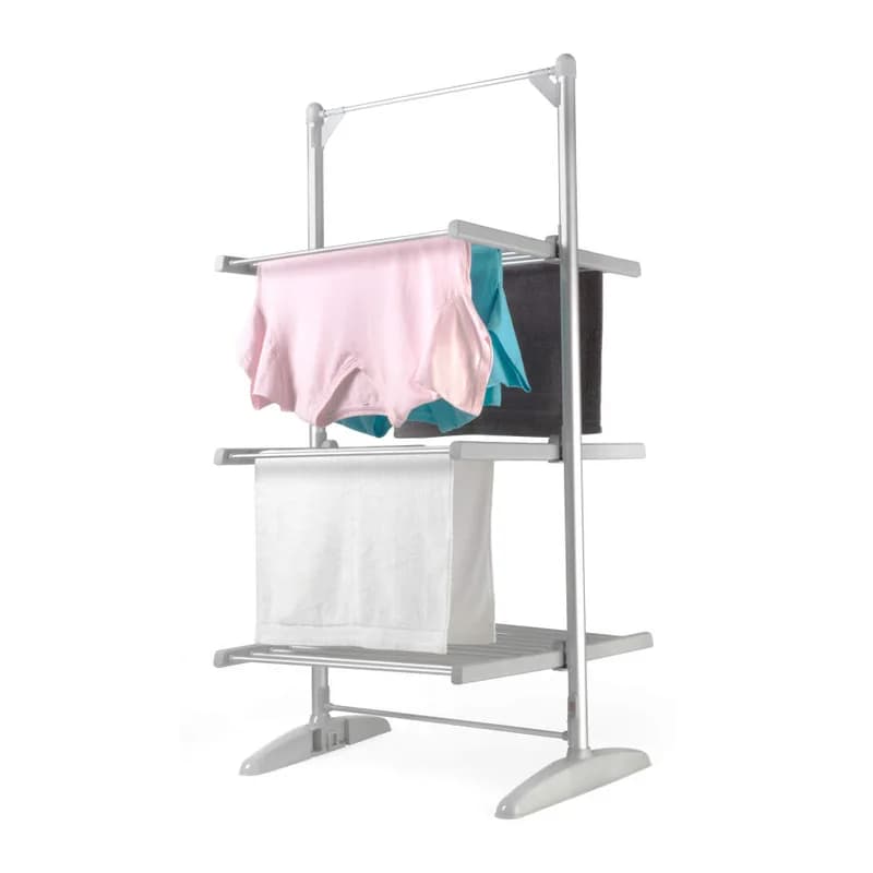 Beldray grey three-tier heated airer with clothes drying