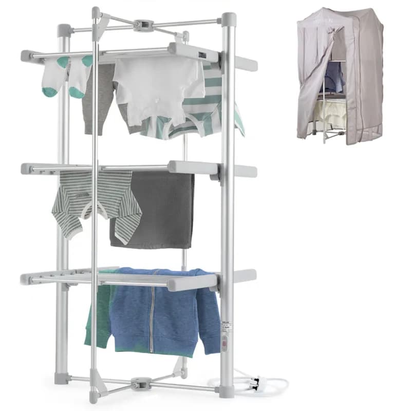 Lakeland Dry:Soon standard three-tier heated airer with laundry, and its cover
