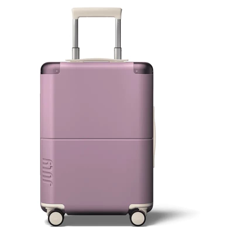 July Carry On hard-shell suitcase in a soft purple finish