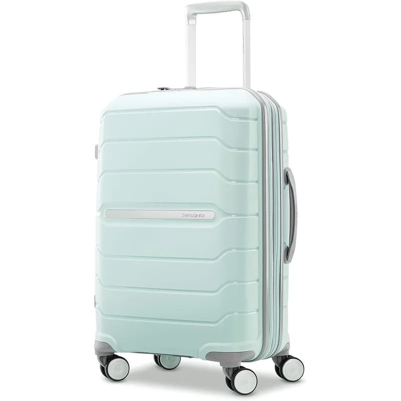 Samsonite Freeform hard-shell carry-on spinner in mint green