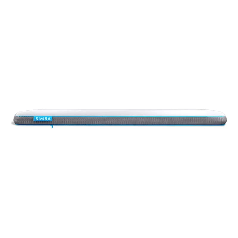 Simba Hybrid Topper, a slim grey and white topper with a blue side band